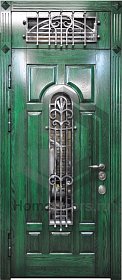 Входная дверь со стеклом и ковкой №39 фото